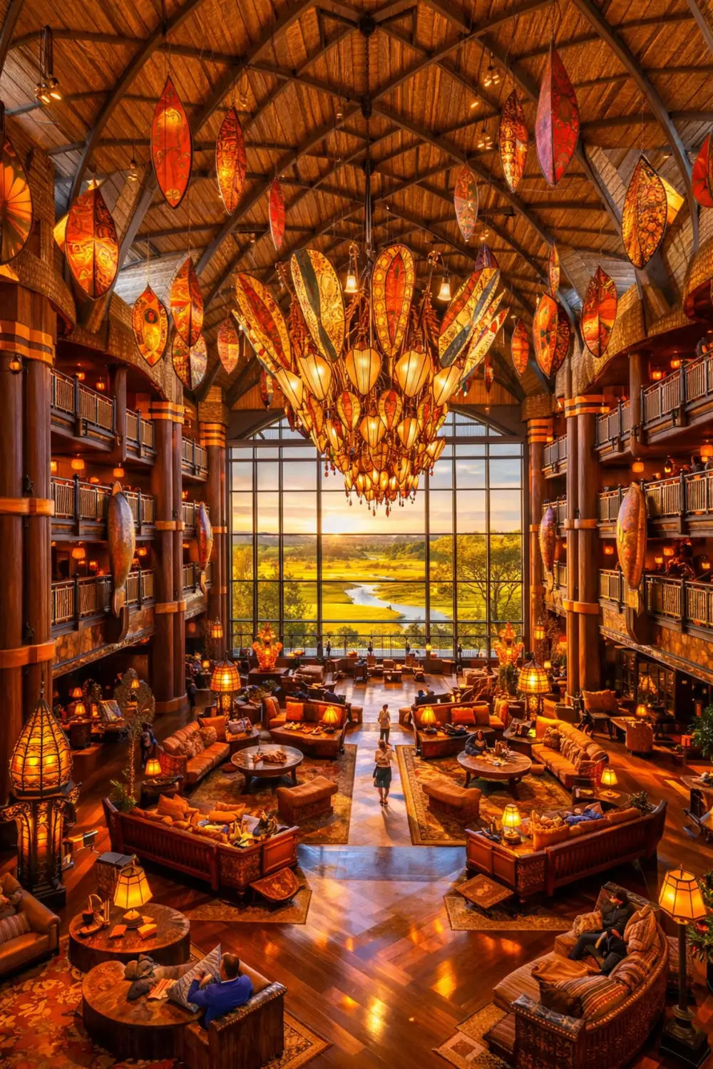 Disney's Animal Kingdom Lodge Jambo House grand lobby with African artifacts and savanna views