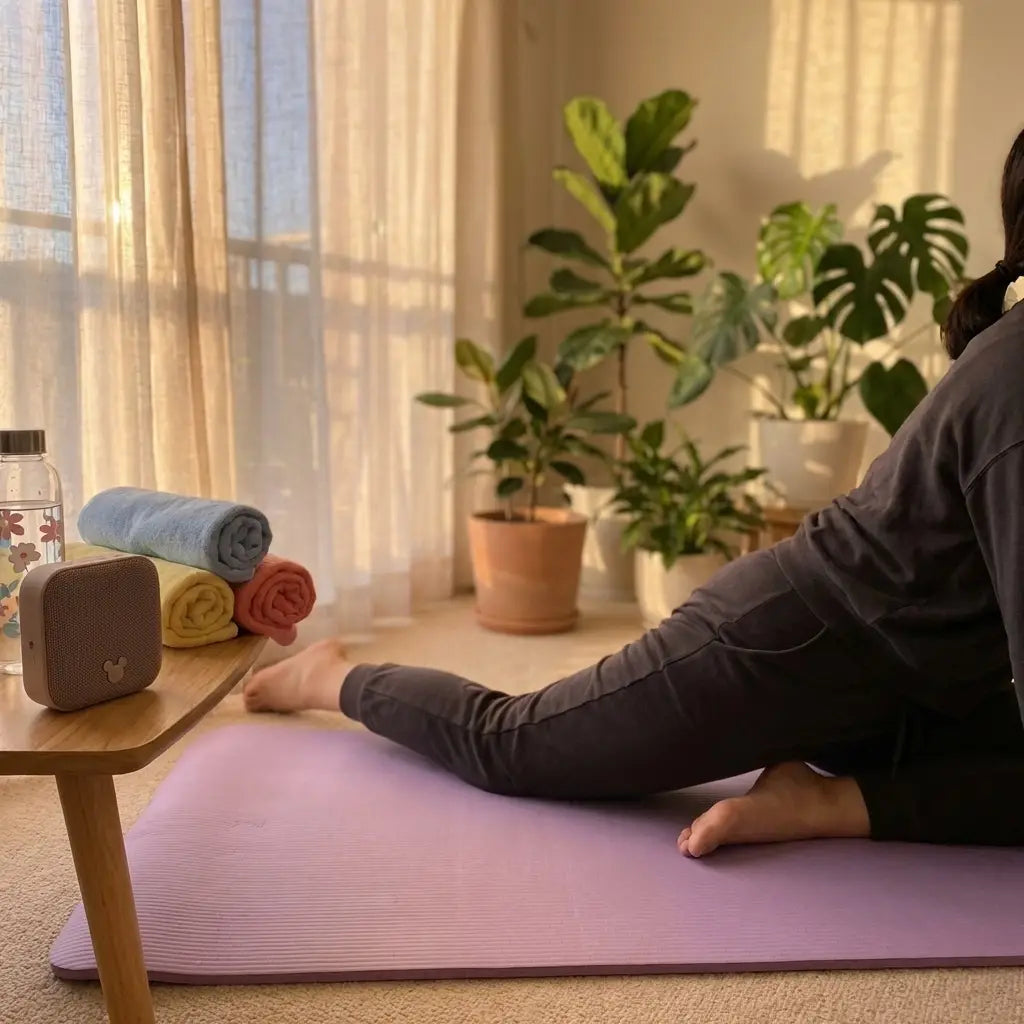 Relaxing yoga stretching session for Disney workout recovery and rest day