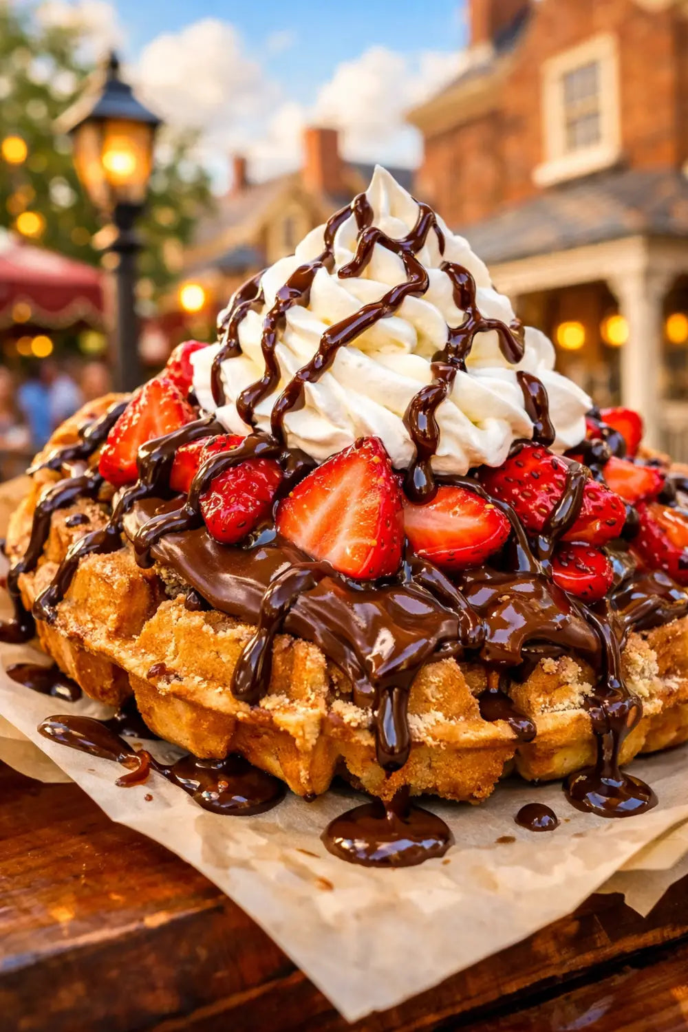 Sleepy Hollow loaded waffle with Nutella strawberries and whipped cream at Magic Kingdom