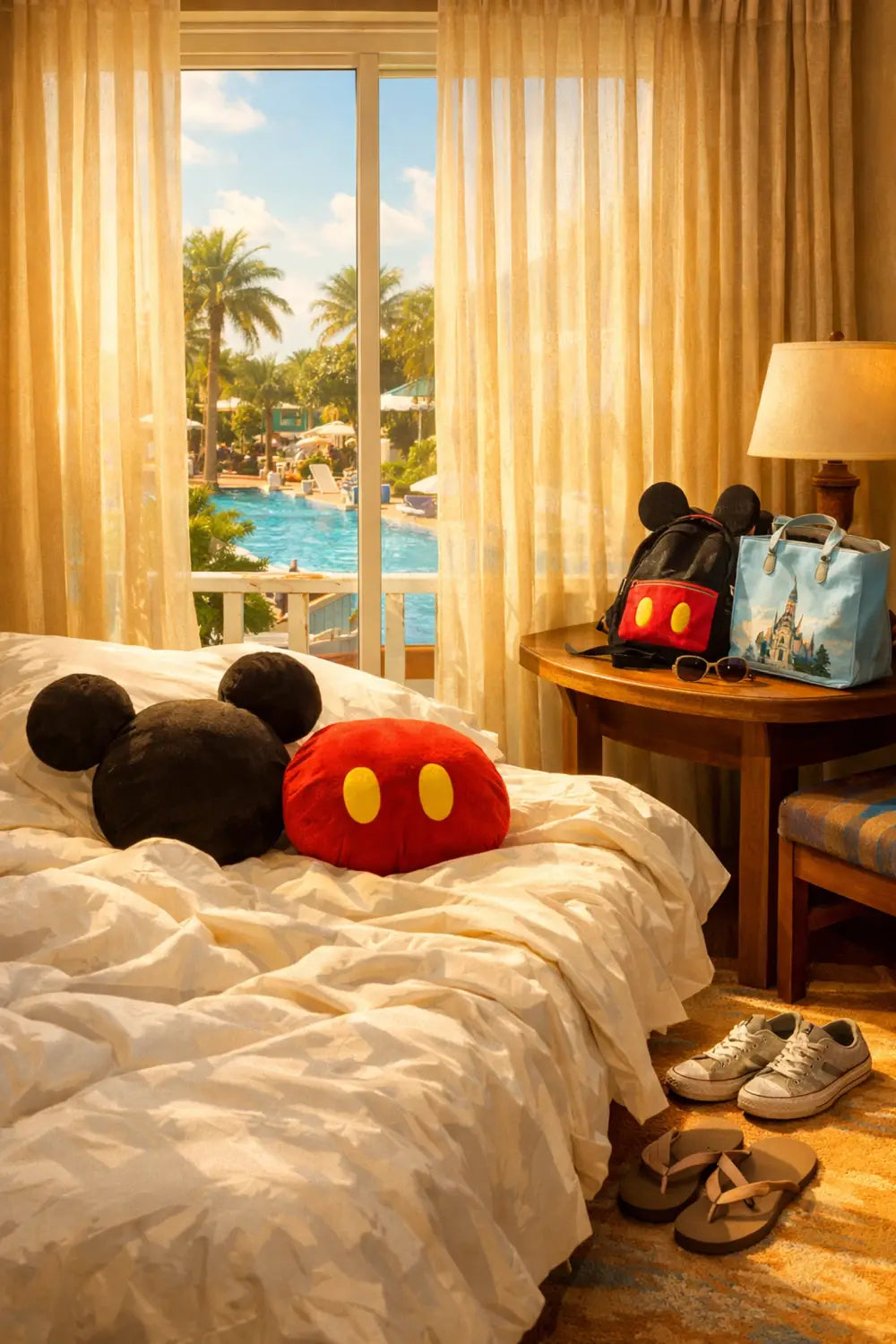 Disney resort hotel room with pool view perfect for midday breaks during park vacation