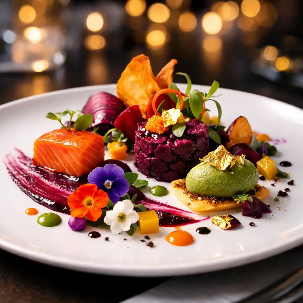 Artistic gourmet dish from EPCOT Festival of the Arts culinary studios